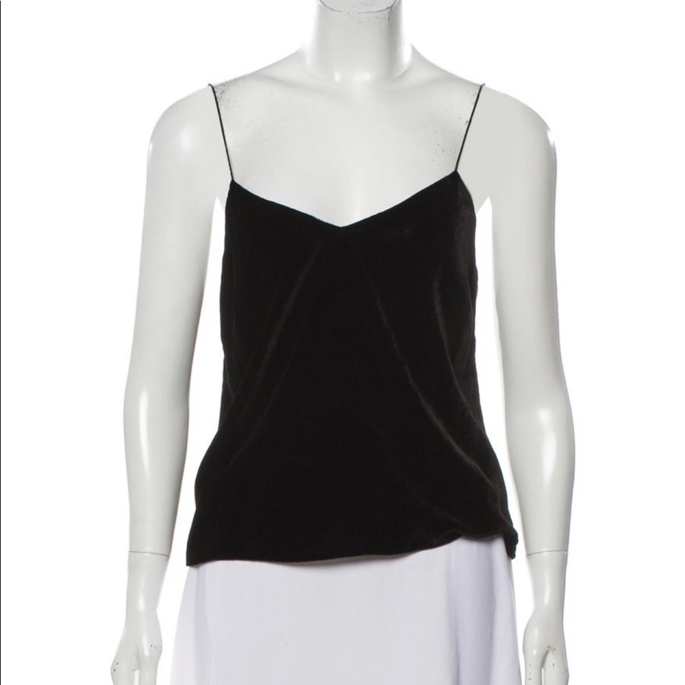 Rag & Bone Black V-Neck “Suede-textured” Top